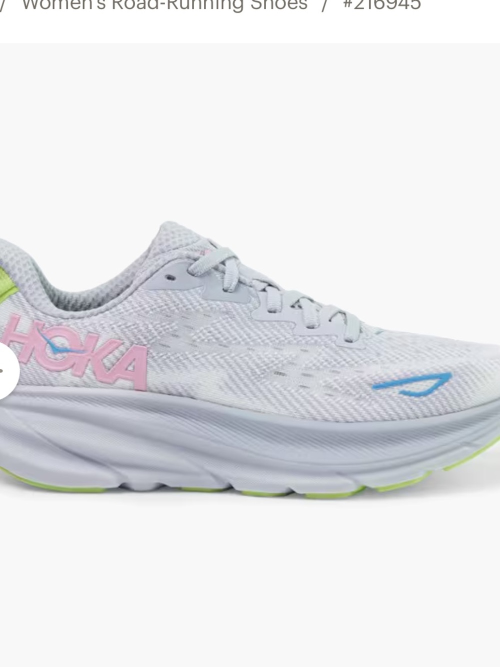 Hoka Women's Running Shoe in White with Pink, Blue & Lime Accents